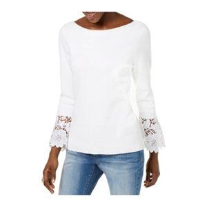 INC International Concepts Lace Cuff Bell Sleeve Lightweight Sweater Size MP